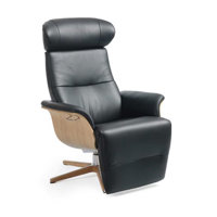 Timeout Wood Detail Swivel Reclining Chair with Footrest Leather